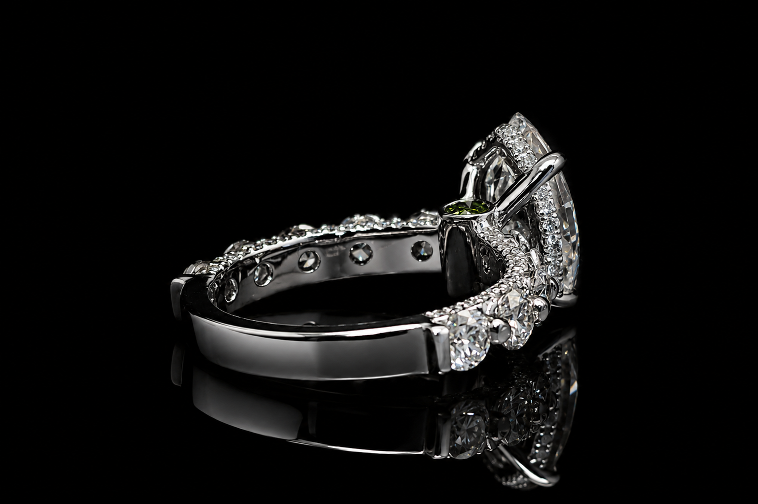 Marquise Diamond Ring with Diamond Side Stones (eng726)