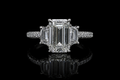 Emerald Cut Three-Stone Diamond Engagement Ring (eng689)