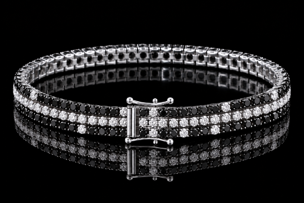 Black & White Diamond Multi-Row Bracelet (brac020)