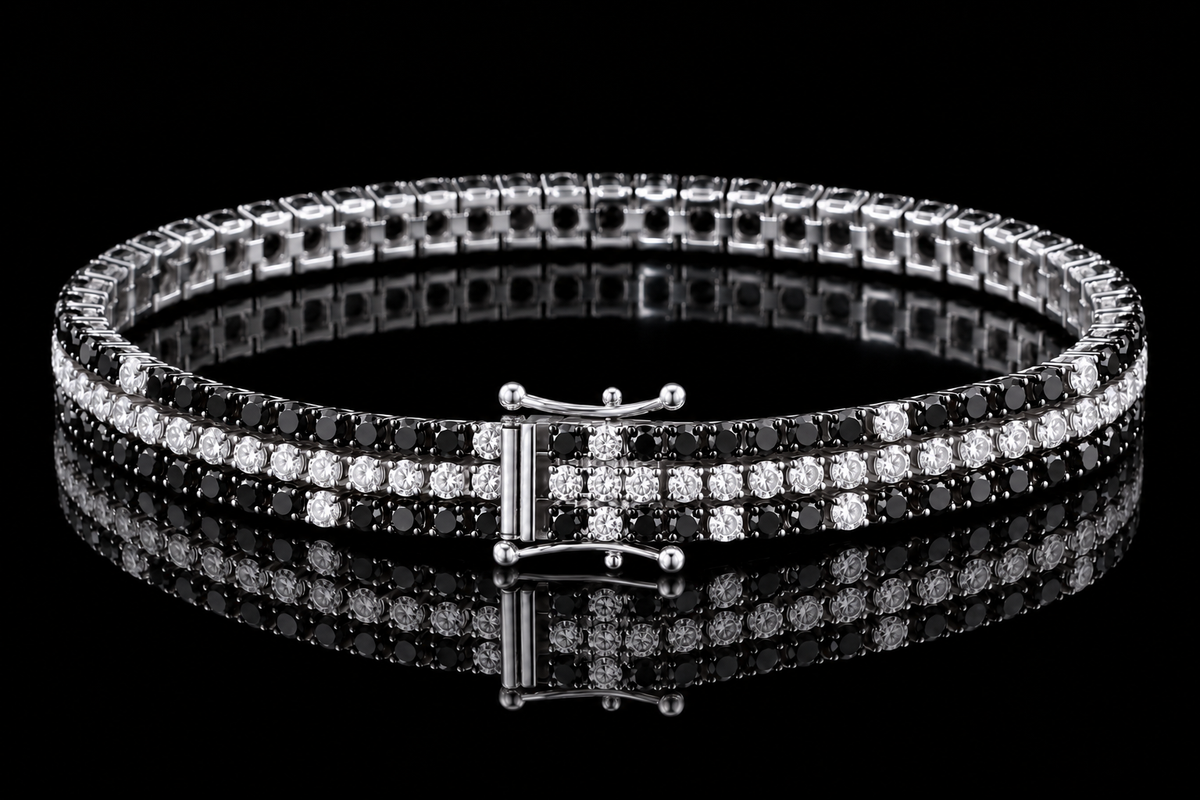 Black & White Diamond Multi-Row Bracelet (brac020)