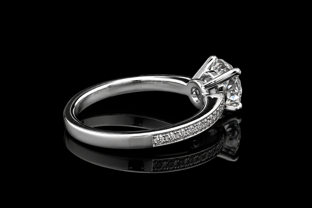 Round Diamond Pavé Solitaire Engagement Ring (eng631)