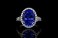 Oval Blue Sapphire Halo Split Shank Ring (eng704)