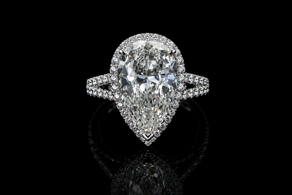 Pear Shaped Halo Diamond Engagement Ring (eng692)