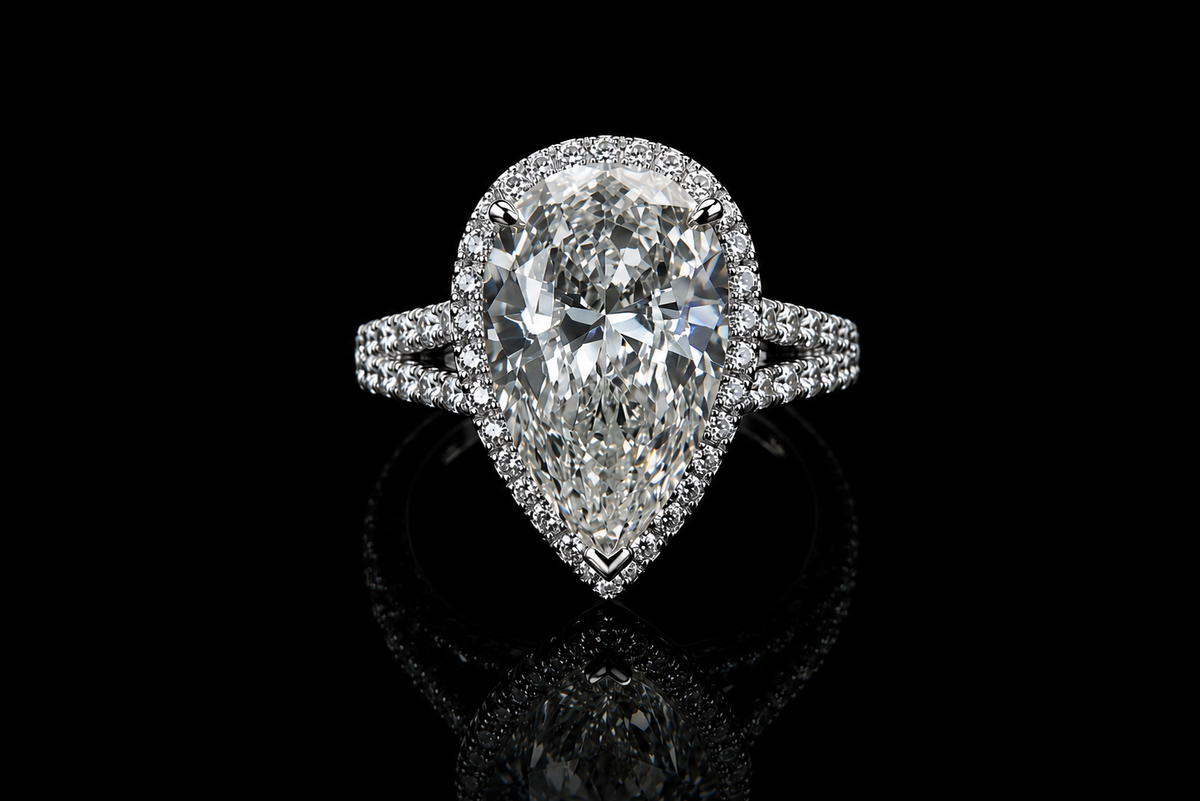 Pear Shaped Halo Diamond Engagement Ring (eng692)