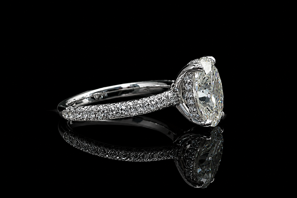 Oval Diamond Halo Engagement Ring (eng695)