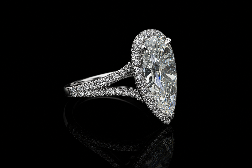 Pear Shaped Halo Diamond Engagement Ring (eng692)