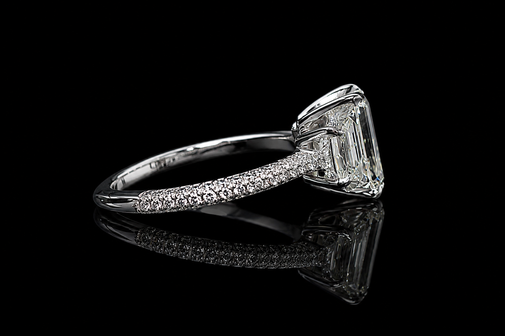 Emerald Cut Three-Stone Diamond Engagement Ring (eng689)