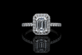 Emerald Cut Diamond Halo Engagement Ring (eng660)