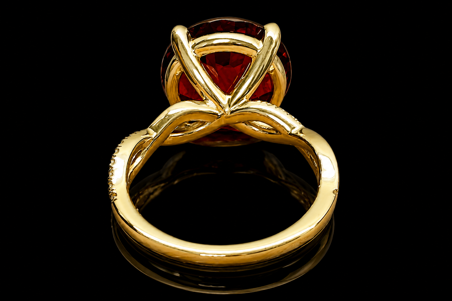 Round Orange Sapphire Twisted Diamond Ring (eng723)
