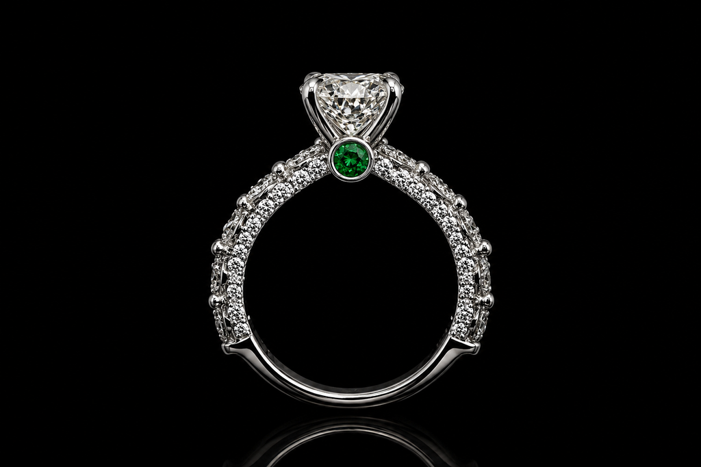 Marquise Diamond Ring with Diamond Side Stones (eng726)