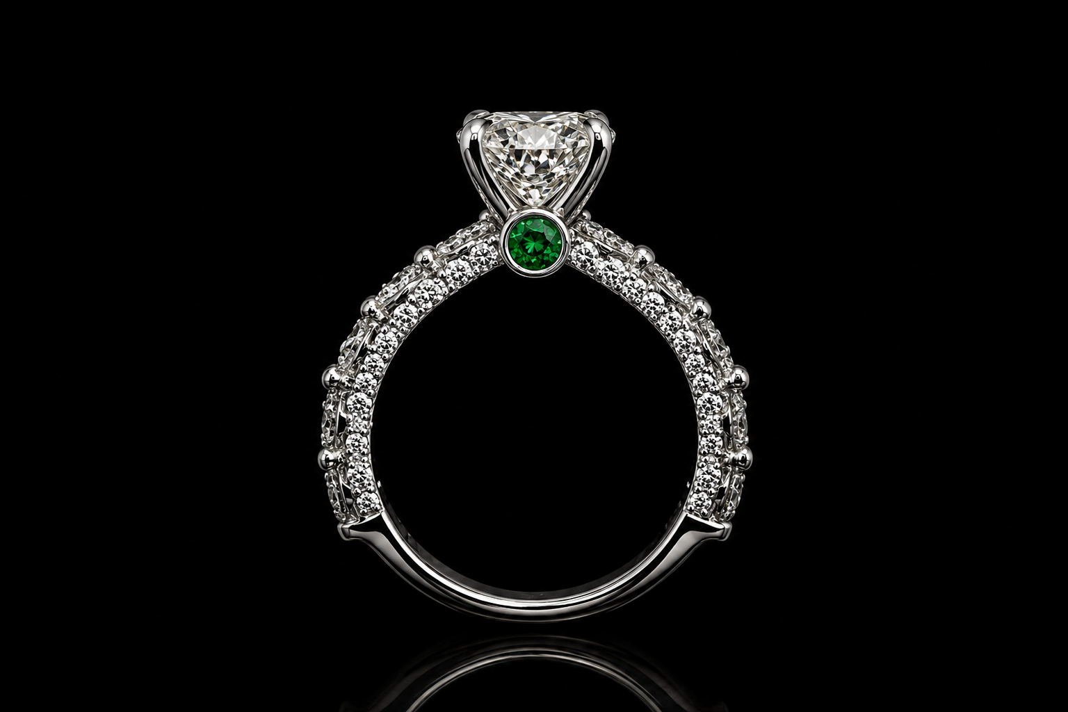 Marquise Diamond Ring with Diamond Side Stones (eng726)