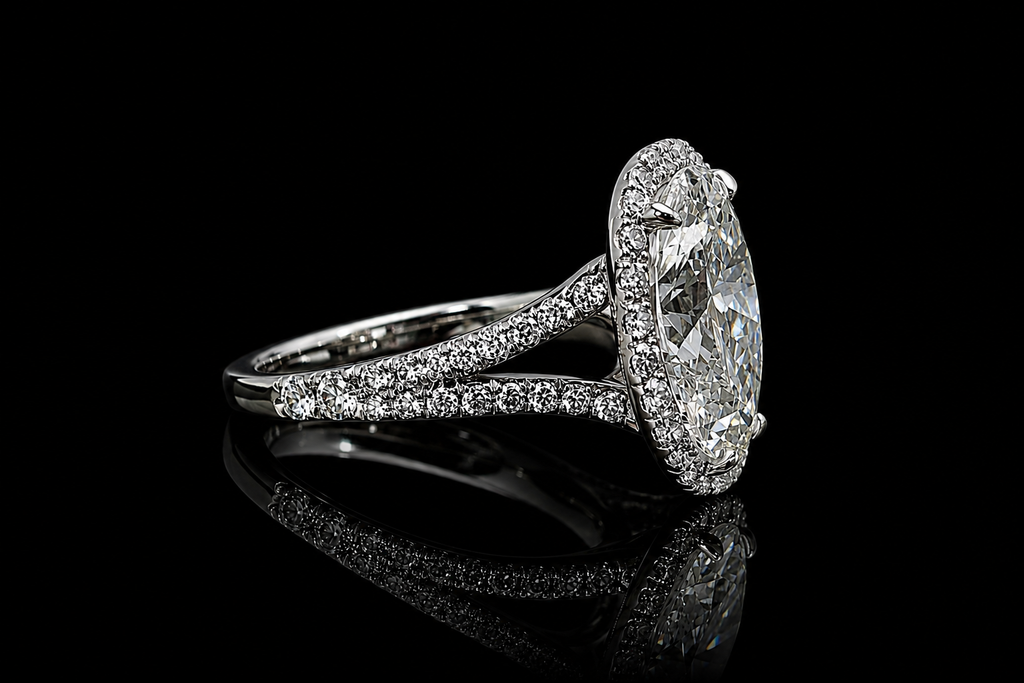 Pear Diamond Halo Split Shank Engagement Ring (eng698)