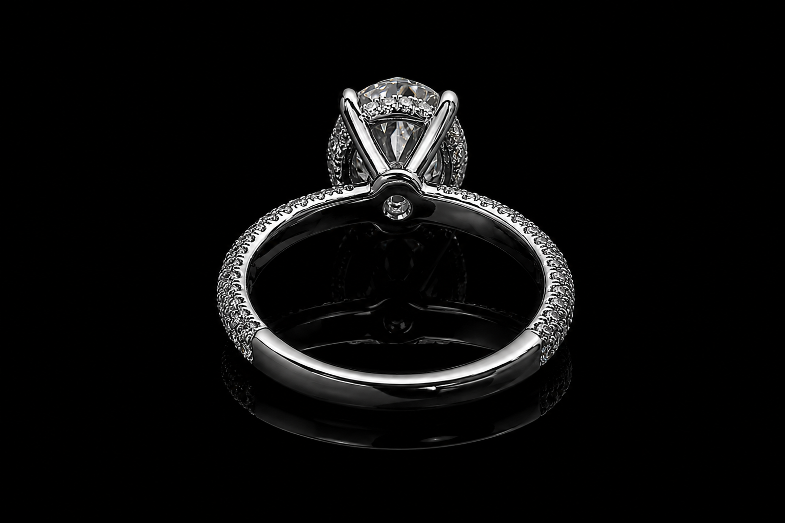 Oval Diamond Halo Engagement Ring (eng695)