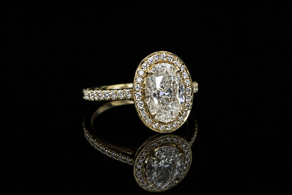 Oval Diamond Halo Engagement Ring (eng641)