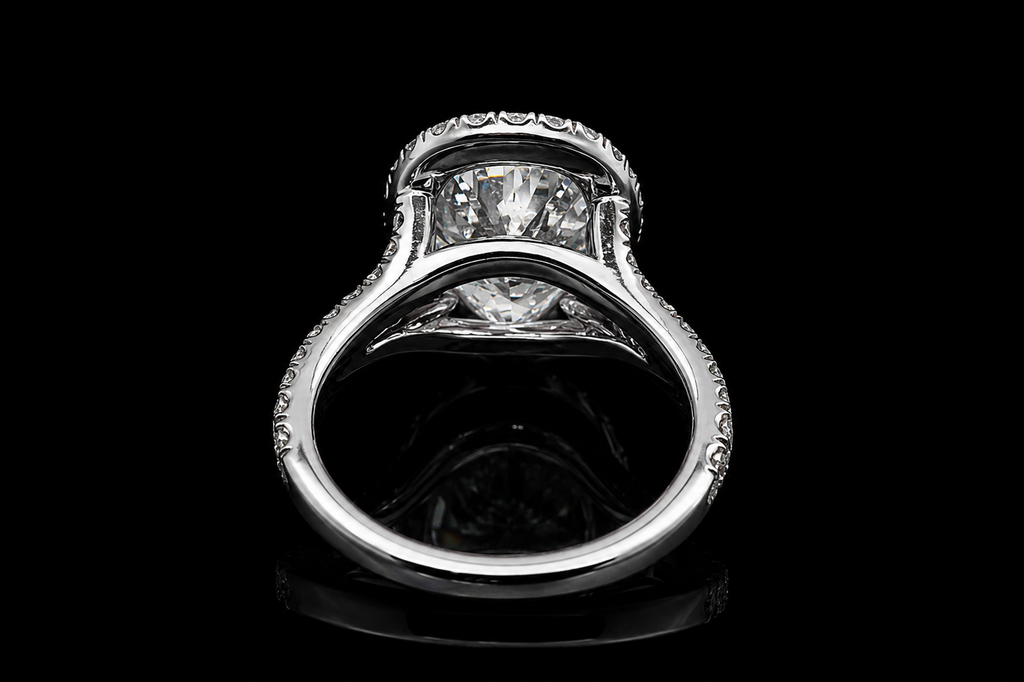 Pear Diamond Halo Split Shank Engagement Ring (eng698)