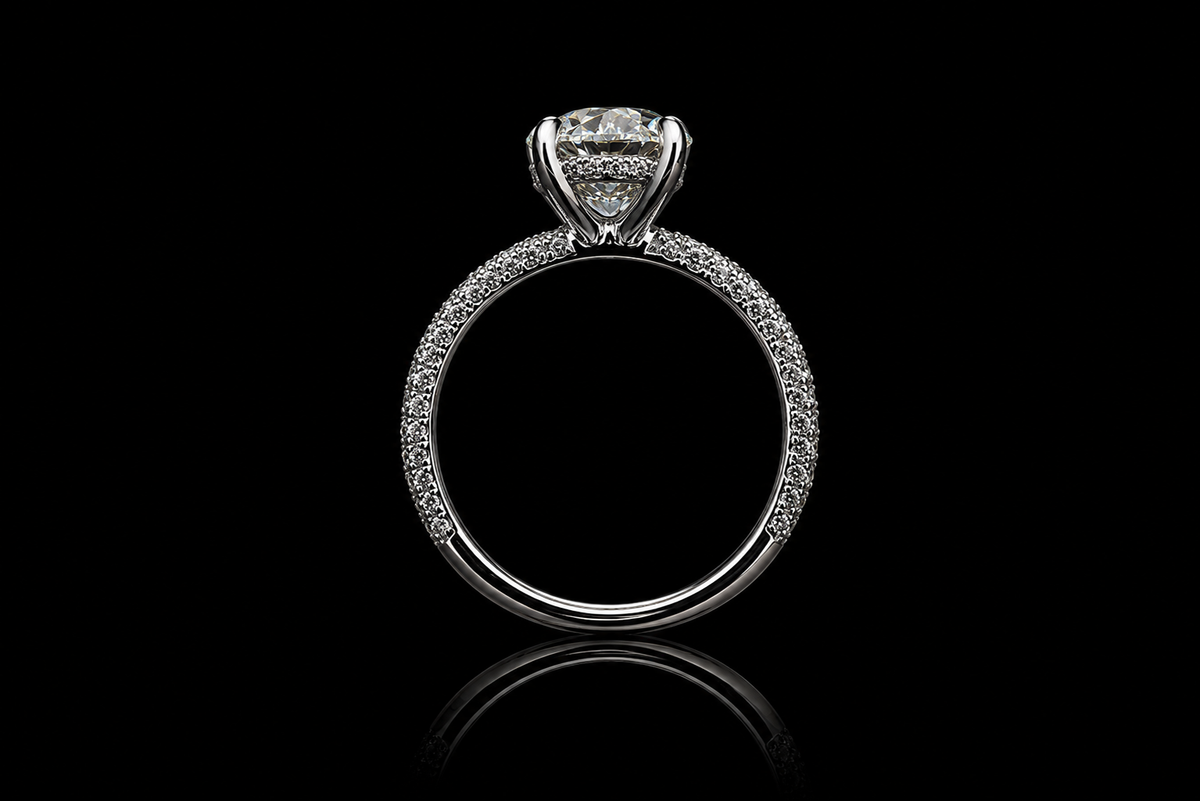 Oval Diamond Halo Engagement Ring (eng695)