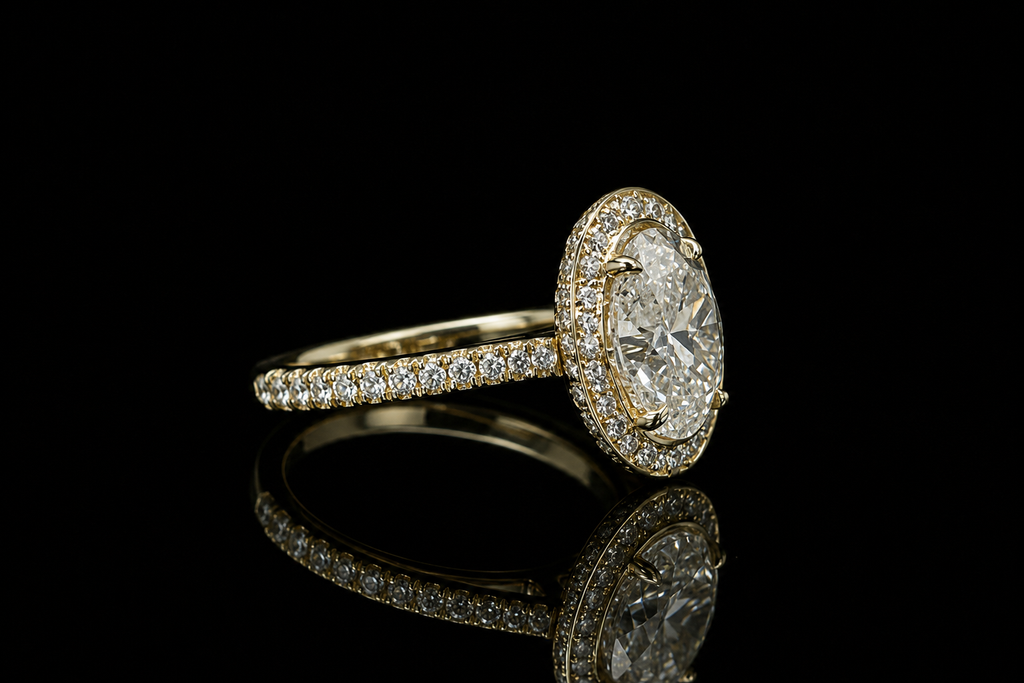 Oval Diamond Halo Engagement Ring (eng641)