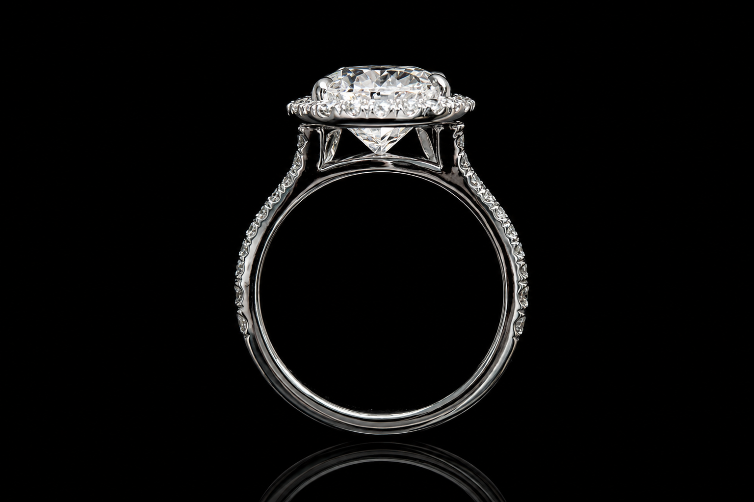 Pear Diamond Halo Split Shank Engagement Ring (eng698)