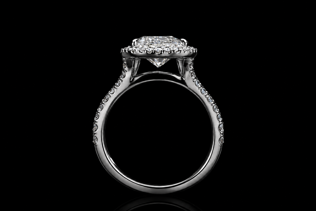 Pear Shaped Halo Diamond Engagement Ring (eng692)