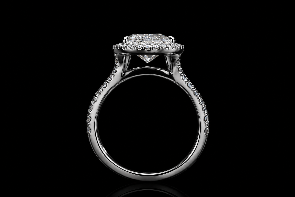 Pear Shaped Halo Diamond Engagement Ring (eng692)