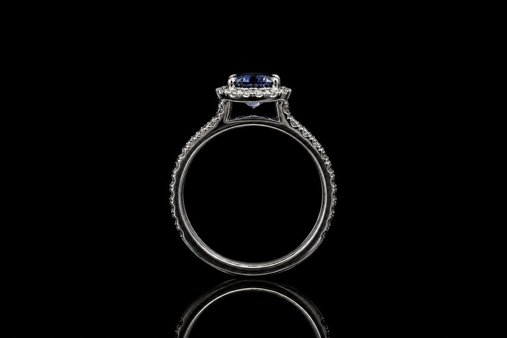 Emerald Cut Diamond Halo Engagement Ring (eng660)
