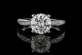 Round Brilliant Diamond Solitaire Ring with Twisted Pavé Band (eng482)