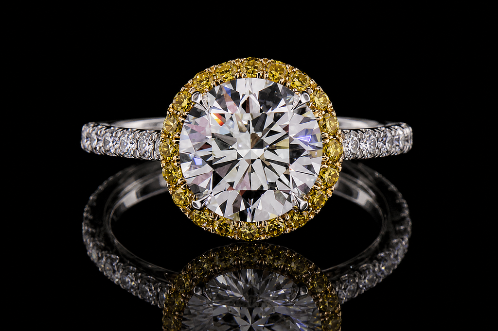Yellow Halo Diamond Engagement Ring (eng407)