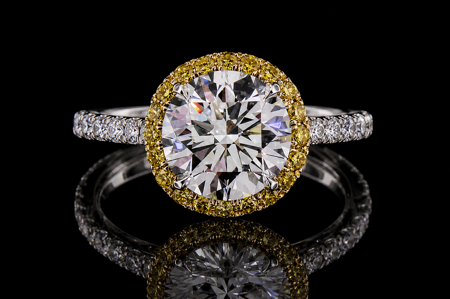 Yellow Halo Diamond Engagement Ring (eng407)