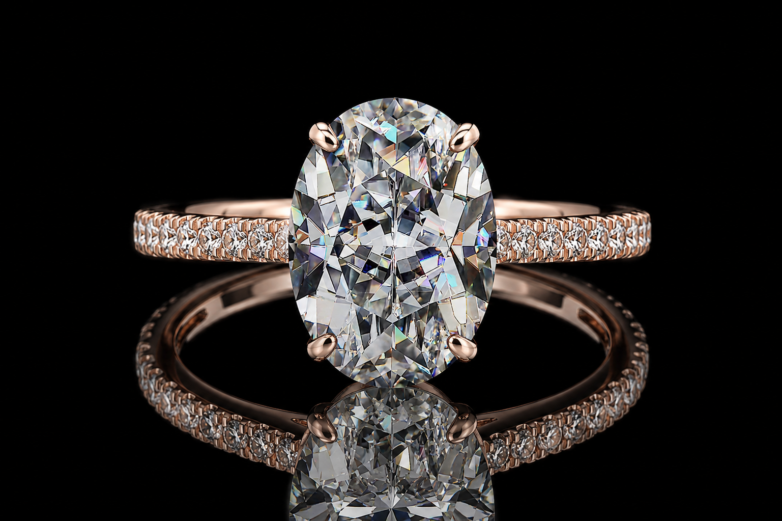 Oval Diamond Hidden Halo Pavé Engagement Ring (eng050)