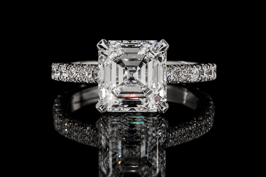 Asscher Cut Diamond Solitaire Engagement Ring