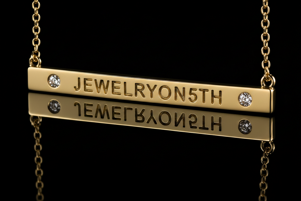 18K Yellow Gold Diamond Name Bar Necklace (pend068)