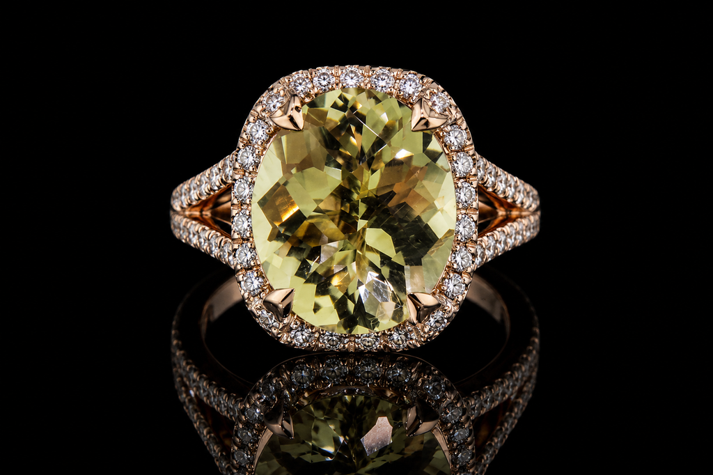 Oval Yellow Sapphire Halo Split Shank Engagement Ring (eng309)