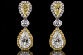 Two-Tone Fancy Yellow Diamond Halo Drop Earrings (ear014)