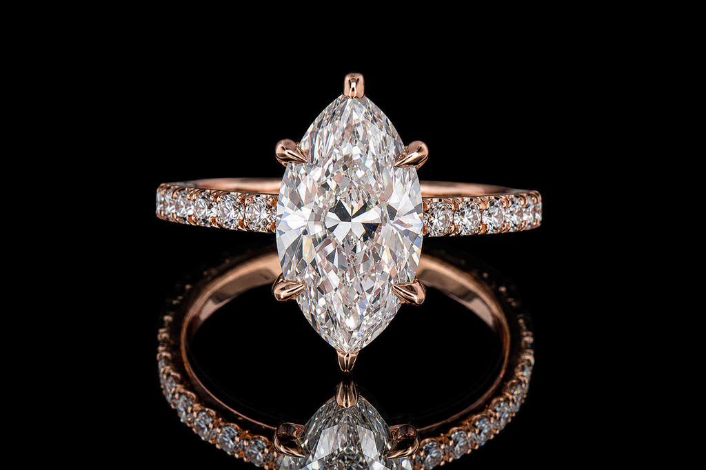 Rose Gold Marquise Diamond Engagement Ring (eng354)