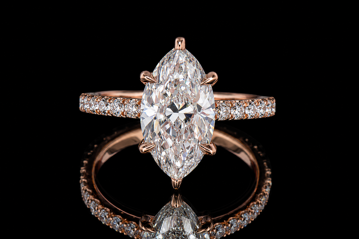Rose Gold Marquise Diamond Engagement Ring (eng354)