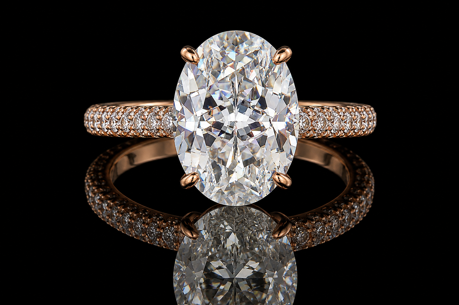 Oval Diamond Hidden Halo Pavé Engagement Ring (eng035)