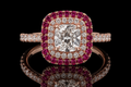 Rose Gold Double Halo Round Cushion Engagement Ring (eng360)