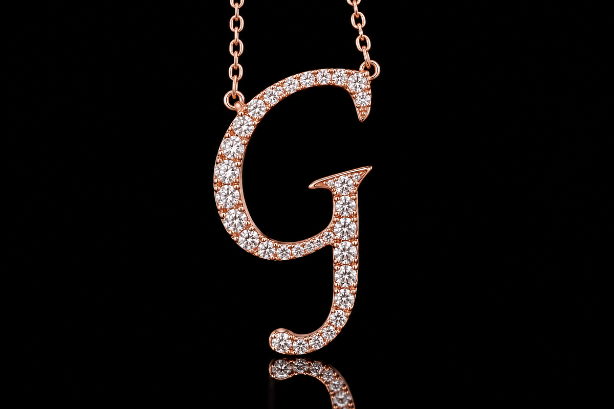 Micropavé Diamond Initial G Necklace (pend095)