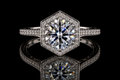 Round Brilliant Diamond Hexagon Halo Engagement Ring (eng039)