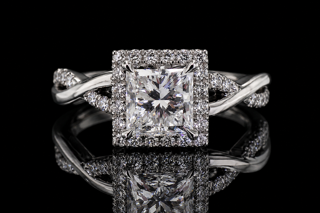 Princess Cut Diamond Halo Infinity Engagement Ring (eng358)