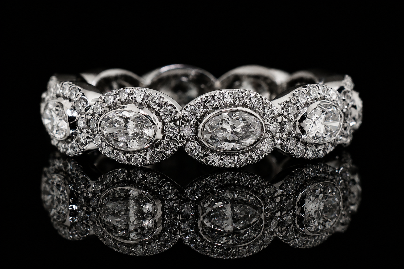 Oval diamond Bezel Halo Eternity Band (Band016)