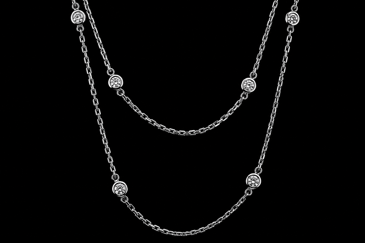 14K White Gold Diamond by the Yard Necklace (pend029)