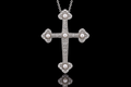 Hand-Engraved Diamond & Pearl Cross Pendant (pend086)