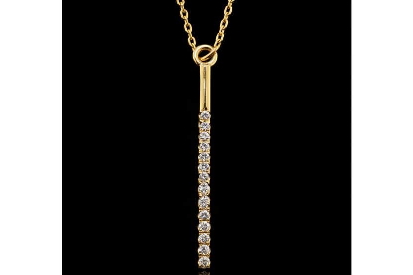 Yellow Gold Diamond Bar Pendant (pend010)