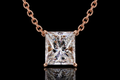 14K Rose Gold Princess-Cut Diamond Necklace (pend081)