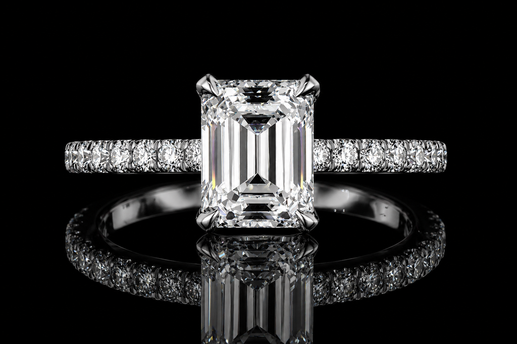 Emerald Cut Diamond Solitaire Engagement Ring (eng346)