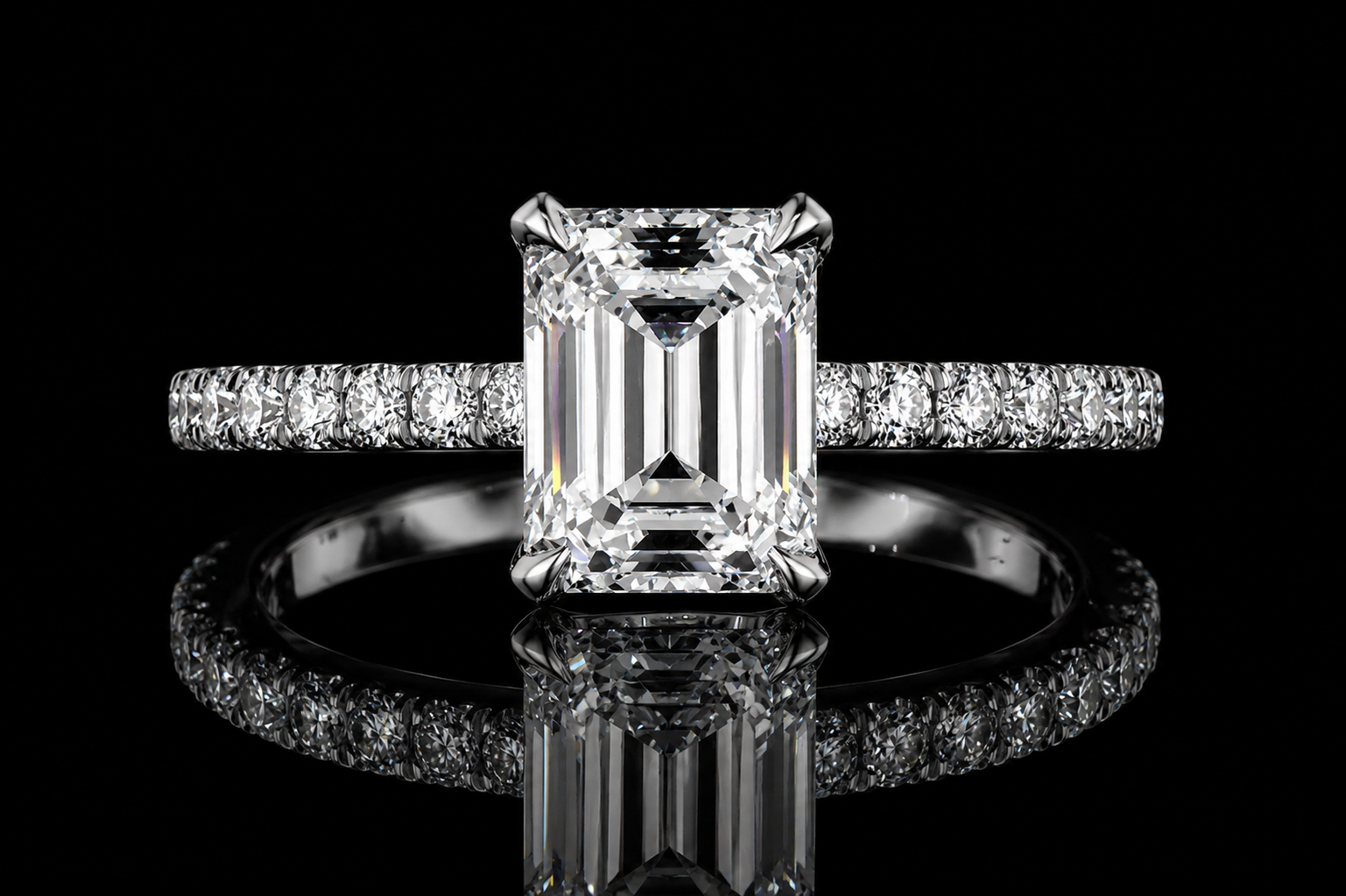 Emerald Cut Diamond Solitaire Engagement Ring (eng346)