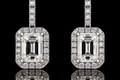 Emerald Cut Micropavé Halo Earrings (ear041)