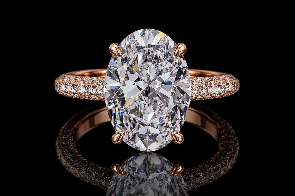 Oval Solitaire Diamond Engagement Ring in Rose Gold (eng439)