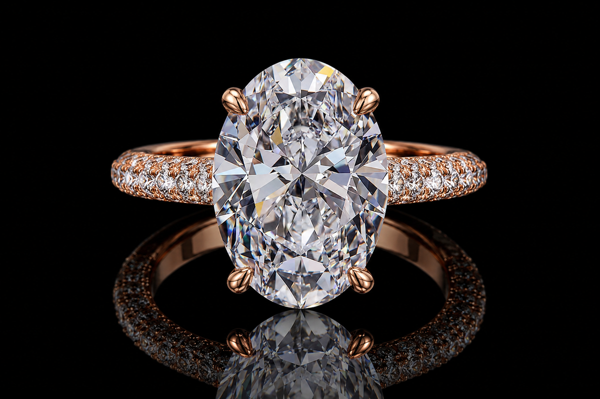 Oval Solitaire Diamond Engagement Ring in Rose Gold (eng439)